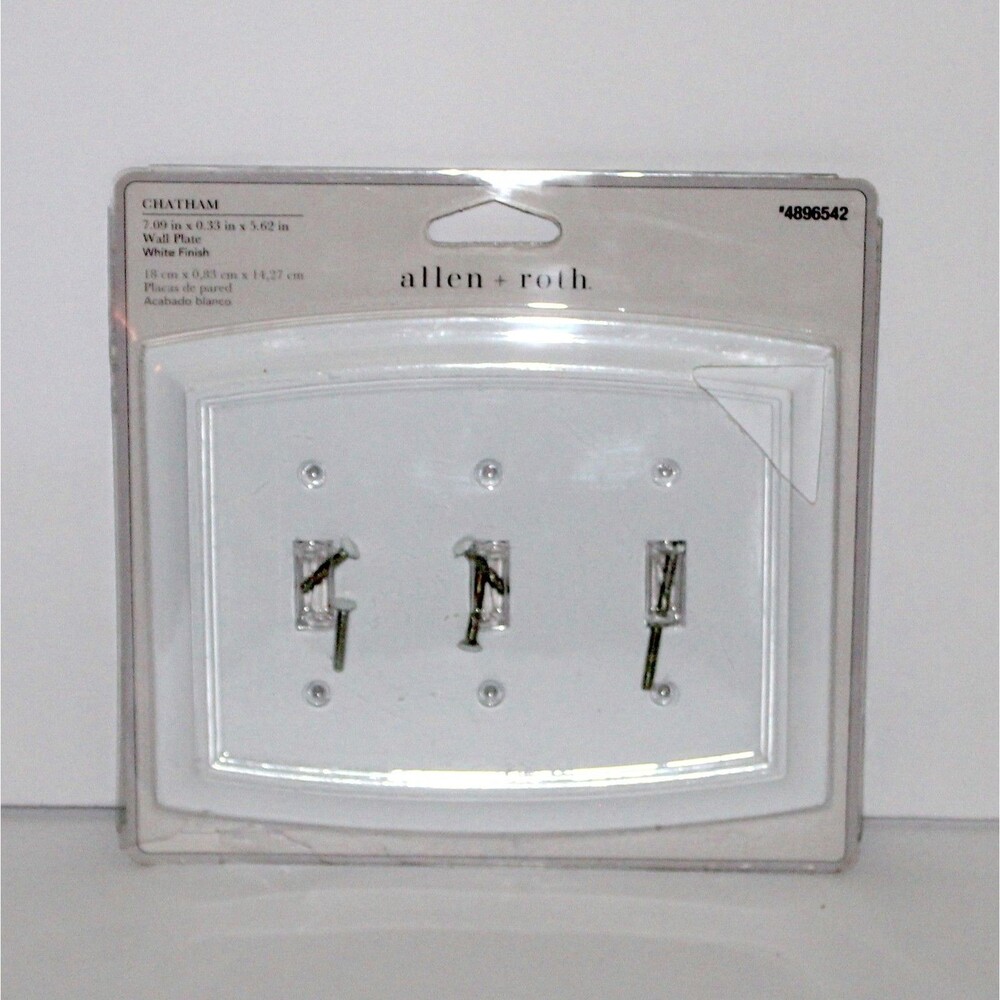 ALLEN + ROTH Chatham Triple Light Switch White metal Wall Plate 4896542
